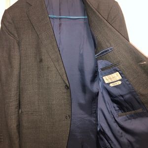 Wool Suit 38R Gray Vitale Barberis Canonico Italy